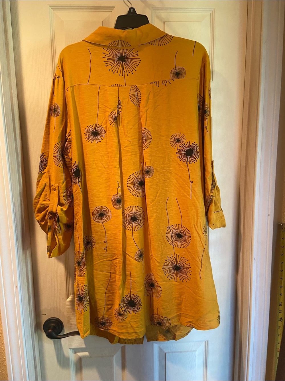Women's Mustard Floral Button-Down with side pockets - Picture 5 of 11